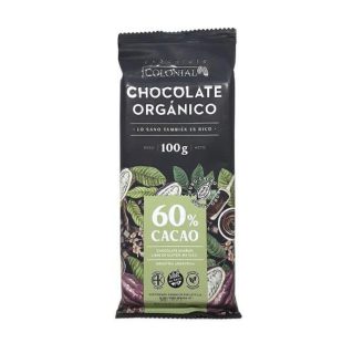Barra de Chocolate ORGANICO Negro 60% Cacao x 100g – Chocolate Colonial